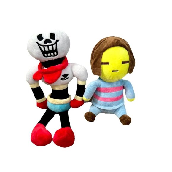 Lot Of 2 Undertale Papyrus Skeleton & Frisk Stuffed Plush Toy - Picture 1 of 4